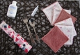 Coton lingette carré lavable, réutilisable - coton démaquillant réutilisable - pochon de transport- cadeau noel