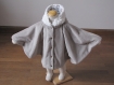 Poncho, cape, manteau voiture bébé enfant en doudou doublé, avec capuche oreilles lapin- cadeau naissance anniversaire noel pré natal