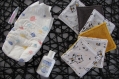 Kit de couture 6 cotons lingettes prêt à coudre diy carré lavable bébé enfant naissance- cadeau noel, anniv-coton réutilisable