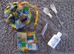 Coton lavable réutilisable bambou bébé, naissance enfant - pochon de stockage et transport - bavoir bandana - cadeau à offrir noel