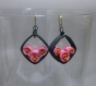 Boucles d'oreilles losange noir rose