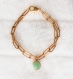 Bracelet double chaîne avec pendentif pierre gemme doré à l'or fin