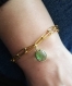 Bracelet double chaîne avec pendentif pierre gemme doré à l'or fin