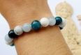 Bracelet perles pierres minérales naturelles lithothérapie 8mm sérénité et minceur howlite, apatite, aigue marine bijou artisanal fait main