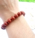 Bracelet perles pierres minérales naturelles 8mm jaspe rouge vitalité,volonté et combativité bijou artisanal fait main