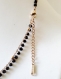 Collier chaine multirang en acier inoxydable arbre de vie et perles doré rosé et noir de qualité pour femme