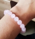 Bracelet perles minérales naturelles 8mm quartz rose pierre de l’amour, paix harmonie soigner blessures du cœur bijou artisanal fait main