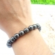 Bracelet perles pierres minérales naturelles 8mm hématite ancrage, protéger et équilibrer le corps et l’esprit bijou artisanal fait main