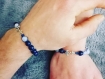 Bracelets duo amoureux ancre marine calcédoine et lapis lazuli