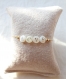 Bracelet love perles nacre et perles argent 925 doré à l'or fin, bracelet à personnaliser