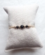 Bracelet pierres fines obsidienne noire et chaîne argent 925 doré à l'or fin