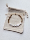 Bracelet femme personnalisable en pierre naturelle jaspe paysage, perles lettres acrylique et finition argent 925 (doré)