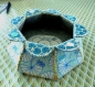 Boite décorative feutrine/tissu octogonale bleue