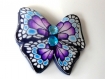 Cabochon papillon polymère bleu/mauve