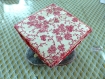 Boite feutrine bijoux, tissus japonais rouge fleuris
