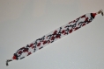 Bracelet perles tissées blanc/rouge/noir