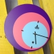 Horloge murale ronde style vintage 3 couleurs années 70