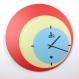 Horloge murale ronde style vintage 3 couleurs années 70