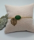 Bracelet vert jade et feuille