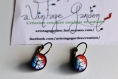 Boucles d'oreilles dormeuses tree of life red and blue