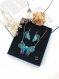 Collier et boucles d'oreilles papillon machaon bleu
