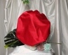 Bonnet grande taille en wax et satin rouge réversible