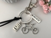 Porte-clés bijou de sac en métal argenté, sport, pendentifs : vélo, run, believe