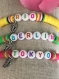 Bracelet à message, perles heishi, tokyo, rio, berlin, rose, vert jaune
