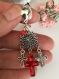 Boucles d'oreilles clips en métal argenté pendentifs croix