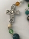 Sautoir bohème perles et croix métal argenté