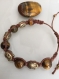 Bracelet oeil de tigre et tête de bouddha bronze