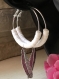 Créoles en métal inoxydable argenté et en perles heishi blanches, pendentifs grandes plumes