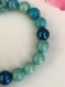 Bracelet en perles turquoise et tête de bouddha, pendentif bouddha et fleur
