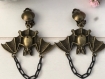 Boucles d’oreilles à clips en métal bronze pendentifs chauve-souris