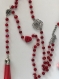 Sautoir bohème, perles, tête de bouddha, fleur et pompon, ton rouge