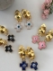 Boucles d'oreilles à clips en métal doré et émail, pendentif croix