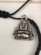 Bracelet en coton façon macramé avec barrette strass noirs et pendentif bouddha