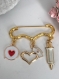 Broche en métal doré, thème infirmière, seringue, coiffe, médaille