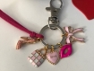 Porte-clés, bijou de sac, pendentifs : escarpin, sac, coeur, lèvres, noeud, ton rose