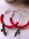 Boucles d’oreilles créoles perles heishi rouges et pendentifs aigles