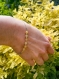 Hydna - bracelet en acier inoxydable et perles pierres naturelles calcite ou quartz rose
