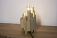Silv / lampe de table / chevet / lampe en bois de châtaigner / ampoule tube led type edison / eclairage chaud / design moderne carré / 220v