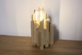 Silv / lampe de table / chevet / lampe en bois de châtaigner / ampoule tube led type edison / eclairage chaud / design moderne carré / 220v
