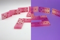 Jeu de domino rose et blanc fait main