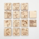 Memory en bois animaux de la ferme - 26 cartes - ecriture cursive - sac de rangement offert