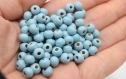 Lot de perles en bois forme ronde bleu ciel Ø6mm - par lot de 50/ 100