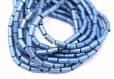 Perle d'hématite non magnétique bleu plaqué colonne 4mm