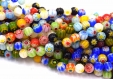 Lot de perle de verre millefiori rond couleur mixte 8mm/6mm/4mm  - lot de 20/50 unités