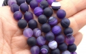Perles agate  8mm violine givrées  rondes / pearls agate 8mm frosted purple  round per lot of 10/20 beads