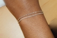 Bracelet femme double rangs/ chaîne très fine délicat/ argent massif 925 / bracelet minimaliste